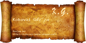 Kokovai Géza névjegykártya